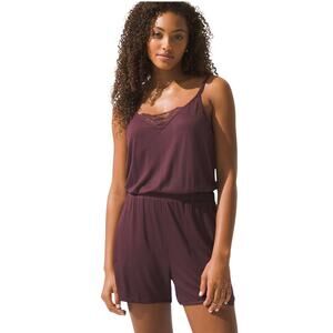 Soma Intimates Pinot Noir Purple Rib Lace Cool Nights Sleep Romper